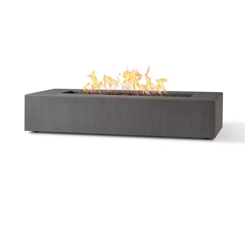 Matteau Low 60 In. L X 12 In. H Outdoor Rectangular Concrete Composite Propane Fire Table in Carbon with Vinyl Cover