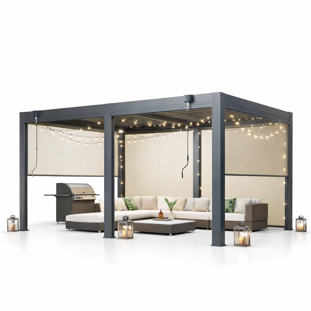 Aluminum Louvered Pergola, Outdoor Pergola with Adjustable Louvered Roof