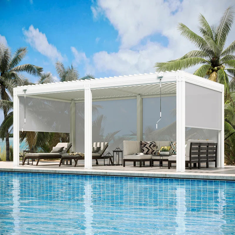 Aluminum Louvered Pergola, Outdoor Pergola with Adjustable Louvered Roof