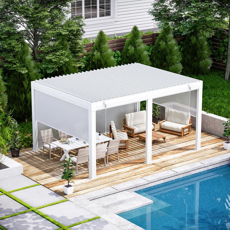 Aluminum Louvered Pergola, Outdoor Pergola with Adjustable Louvered Roof